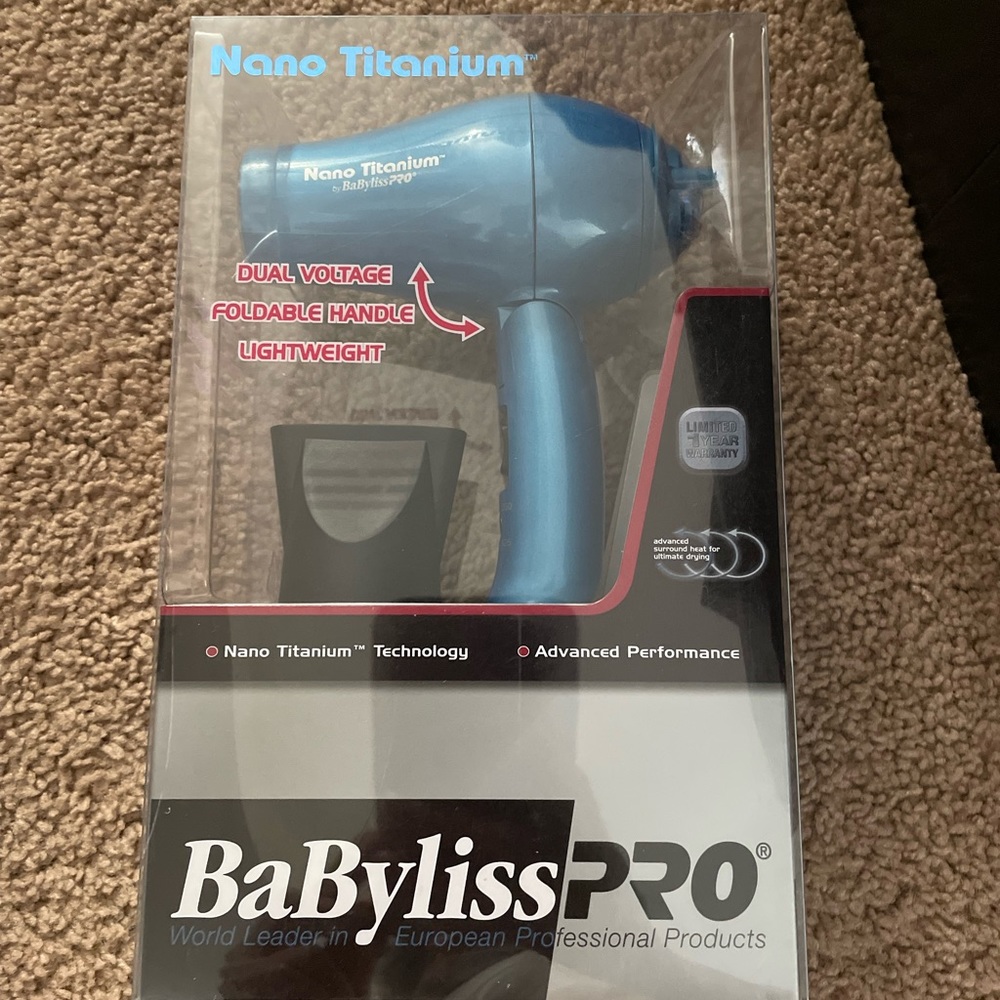 BaBylissPRO Nano Titanium Travel Dryer, Blue - Picture 4 of 4